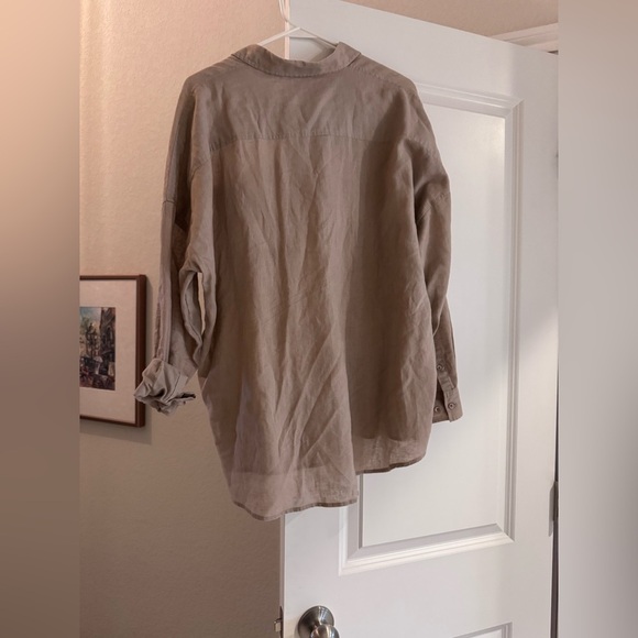 Aritzia (Babaton) Brown/Flax Linen blend Button-up Shirt - M - Never Worn - Picture 14 of 14
